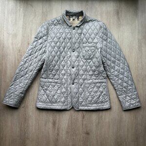 Burberry Men's Brit Howe Quilted Jacket in Silver Grey - Size Large